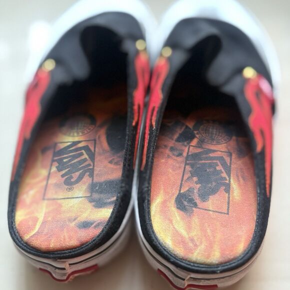 Vans Embroidered Flames Slip On Mule Sneakers - Men’s 7 Women’s 8.5 - Picture 3 of 6